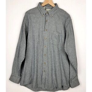 Vintage LL Bean Flannel Button Down Shirt Mens XL Tall USA Black Houndstooth